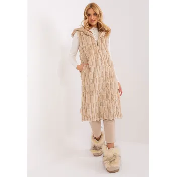 Dámská vesta Dlouhá kožešinová vesta Wool Fashion Italia béžová EU velikost: S/M