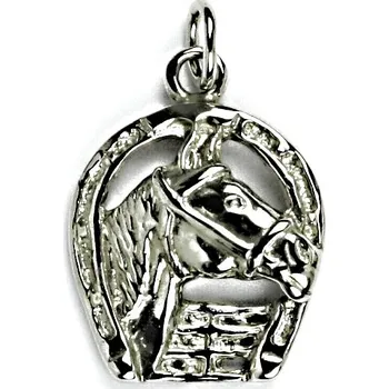 Přívěsek Zlatý přívěsek kůň v podkově - P61 bílé zlato (Kůň v podkově z bílého zlata)