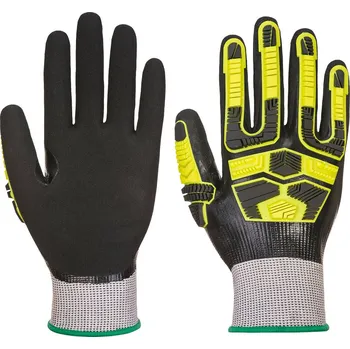 PORTWEST HR18 AP55 / Voděodolné rukavice proti nárazu a pořezu, CUT D - černá/šedá S