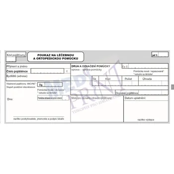 Tiskopis Poukaz na léčebné a ortopedické pomůcky – nelep. 80, 100 ks v balení