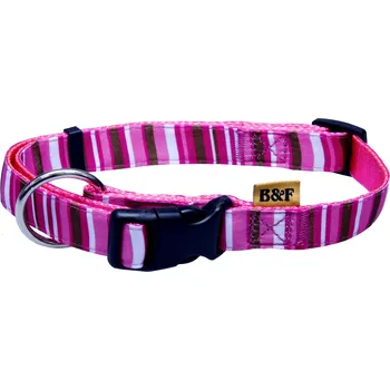Obojek pro psa BAFPET Popruhové obojky PROUŽKY Barva: Růžová, Rozměr: 20mm x 38-60cm 18101PS