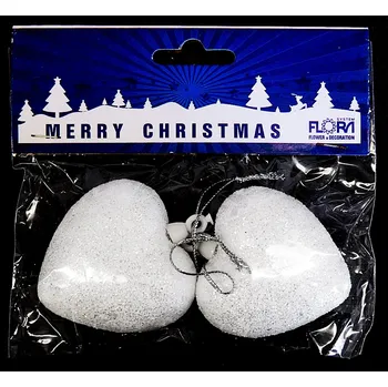 Srdce závěsná dekorace, třpyt ozdoba polystyrén, 4,5x5x2 cm, 2 ks/bal.