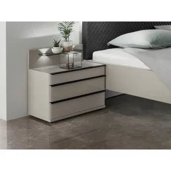 Noční stolek Noční stolek MONTREAL šedá/sklo šedý lesk