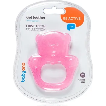 BabyOno Be Active Gel Teether kousátko Pink Bear 1 ks