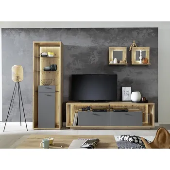 Obývací stěna Šedý nábytek do obývacího pokoje LIZZANO