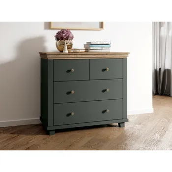 Komoda Komoda se zásuvkami ve venkovském stylu EVORA typ 27 zelená/dub lefkas