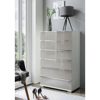 Komoda Komoda SHANGHAI 2 bílá/sklo šedá