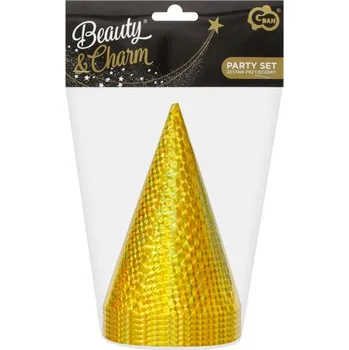 Čepička papírová 6ks holografická, ZLATÁ