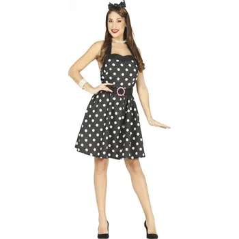 Fiestas Guirca Černé šaty s puntíky 50-tá léta - velikost L 42/44