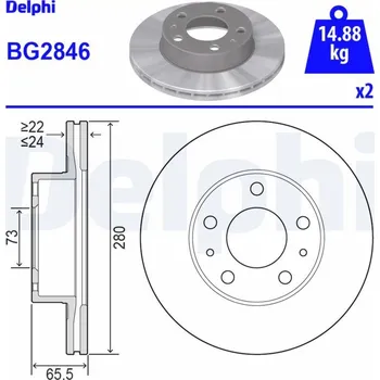 Brzdový kotouč Brzdový kotouč DELPHI BG2846