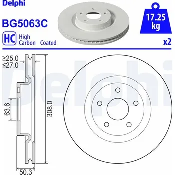 Brzdový kotouč Brzdový kotouč DELPHI BG5063C