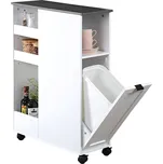 Kuchyňský vozík s košem na odpadky, bílý, KESPER