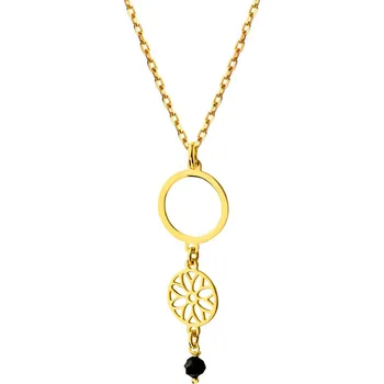 Náhrdelník Pozlacený stříbrný náhrdelník se sklem - rozeta, kroužek - AP532-0683