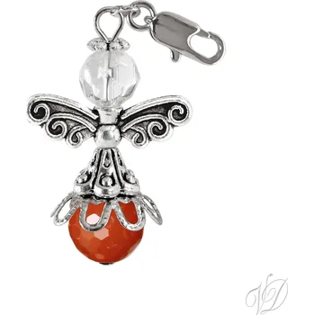 Přívěsek Anděl přívěsek s karabinkou - Achát broušený (Přívěsek Andělíček s karabinkou - Andílek z korálků pro štěstí)