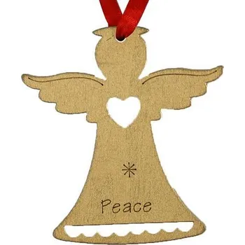 Vánoční ozdoba Ozdoba MagicHome Vánoce, Anděl PEACE, závěsná, zlatá, bal. 5 ks
