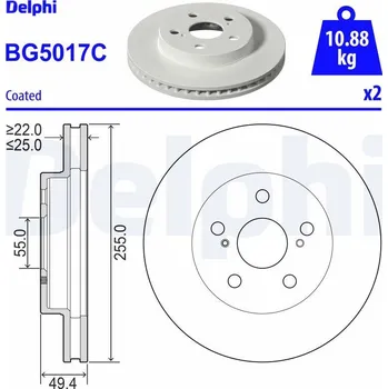 Brzdový kotouč Brzdový kotouč DELPHI BG5017C