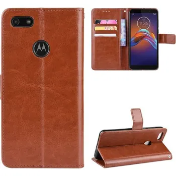 Pouzdro na mobilní telefon Crazy PU kožené peněženkové pouzdro na mobil Motorola Moto E6 Play - hnědé
