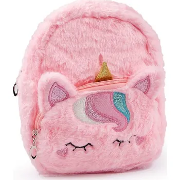Kabelka Dětský batoh jednorožec plyšový 23x24 cm - 2 růžová sv.