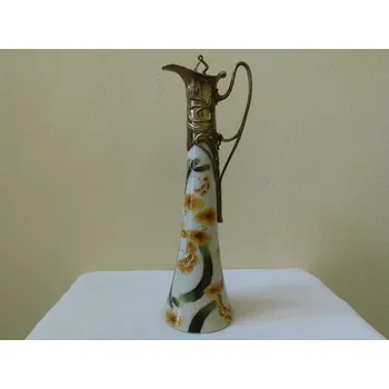 SECESNÍ KARAFA - PORCELÁN MOSAZ 40 CM