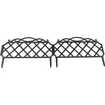 Zahradní obrubník Černý plastový zahradní plůtek FLOMA Bordura Greca - 79,5 x 29,8 cm - 5 ks