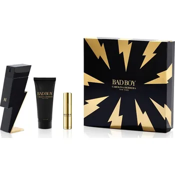 Kosmetická sada Carolina Herrera Bad Boy Dárková sada, Eau de Toilette 100ml + Eau de Toilette 10ml + Sprchový gél 100ml