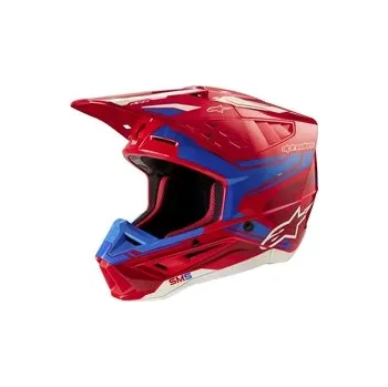Helma na motorku Mx Helma Alpinestars SM5 Action 2 Helmet Bright Red / Blue Glossy, Velikost L (59-60cm)