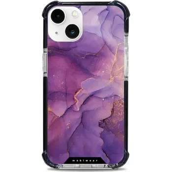 Pouzdro na mobilní telefon Odolný obal Mobiwear MagSafe Elite Bumper - Apple iPhone 13 - D020D Fialový mramor (Odolný kryt, pouzdro, obal Mobiwear Elite Bumper na mobil Apple iPhone 13 - D020D Fialový mramor, materiál Plast + TPU silikon + kov - zesílená ochrana telefonu, podpora)