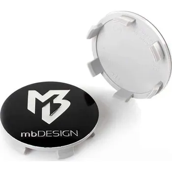 Alu kolo Středová krytka alu kola Ø 56/60 mm, mbDesign, černá lesklá, stříbrné logo