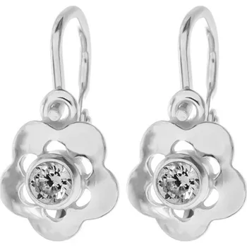 Náušnice Argento 65711 Stříbrné náušnice - kvítek, čirý kulatý zirkon