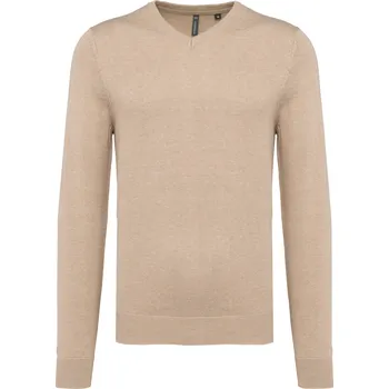 Pánská mikina KARIBAN Pánský svetr do V Jumper K965 Velikost: XL, Barva: naturální