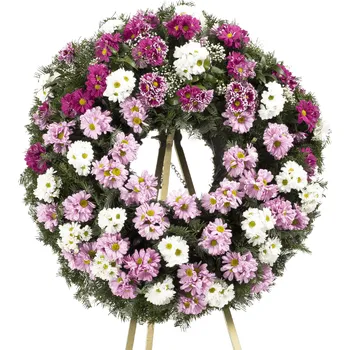 Věnec Smuteční věnec barevné kopretinové chryzantémy růžové 50 květů