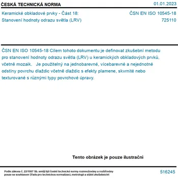 ČSN EN ISO 10545-18 - Keramické obkladové prvky - Část 18: Stanovení hodnoty odrazu světla (LRV) - Tisk