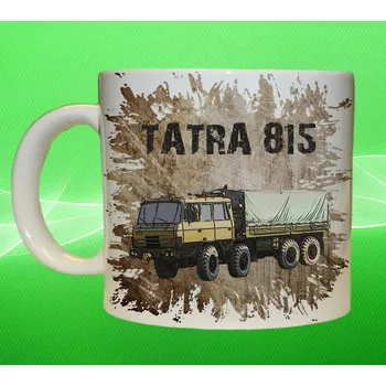 hrnek s vojenským autem české výroby 815 8X8 hnědý