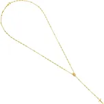 Argento 9A016 Zlatý náhrdelník - růženec, 5 desátků, křížek s Ježíšem, Zázračná medailka, délka 50 cm