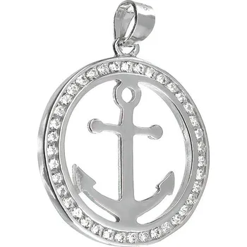 Přívěsek Argento 85496 Stříbrný přívěsek - kotva, čiré kulaté zirkony