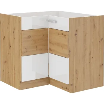 Kuchyňská linka MEADOW, skříňka dolní rohová 89x89 DN 1F BB, korpus: dub artisan, dvířka: bílý lesk, dub artisan + vyzvednutí ZDARMA