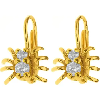 Náušnice Argento 66913 Pozlacené stříbrné náušnice - pavouk, čiré kulaté zirkony