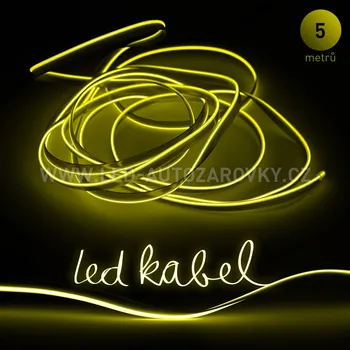 LED páska Svítící elektrický drát - kabel, 5m, barva žlutá, 12V (Svítící drát, barva žlutá, délka 5m)