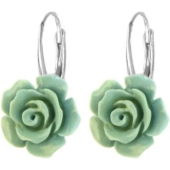 Náušnice Argento 64033 Stříbrné náušnice růžička - modrá glazura