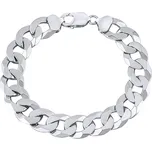 Stříbrný masivní pánský náramek CURB Pancer 12 mm - rhodiovaný 24 cm