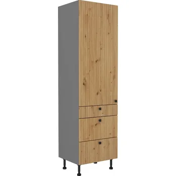 Kuchyňská linka NERITA, skříňka vysoká 60 DKS-215 1F 3S, korpus: antracit, dvířka: dub artisan + vyzvednutí ZDARMA