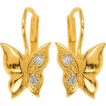 Náušnice Argento 66969 Pozlacené stříbrné náušnice - motýl, čiré kulaté zirkony