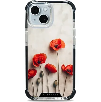 Pouzdro na mobilní telefon Odolný obal Mobiwear MagSafe Elite Bumper - Apple iPhone 15 - D012D Vlčí máky (Odolný kryt, pouzdro, obal Mobiwear Elite Bumper na mobil Apple iPhone 15 - D012D Vlčí máky, materiál Plast + TPU silikon + kov - zesílená ochrana telefonu, podpora MagSafe,)