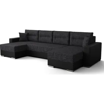 Sedací souprava Rohová sedačka BUNTING, černá látka/černá ekokůže + vyzvednutí ZDARMA