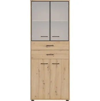 police Vitrína BELLARMINO 2D2W2S, dub artisan/černý mat + vyzvednutí ZDARMA