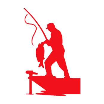 Polep vozidla SAMOLEPKA Rybář 021 levá s prutem (10 - červená) NA AUTO, NÁLEPKA, FÓLIE, POLEP, TUNING, VLASTNÍ TEXT, TISK, AUTOSAMOLEPKY.cz, POLEPY, OBRÁZEK, LOGO, SAMOLEPKY