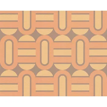 Tapeta Vliesová tapeta retro, geometrická - hnědá, oranžová 395362 / Tapety na zeď 39536-2 Retro Chic (0,53 x 10,05 m) A.S.Création