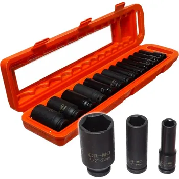 Gola sada GMP Úderové nástrčné klíče 1/2" prodloužené, gola ořechy 10-32mm, sada 13ks.