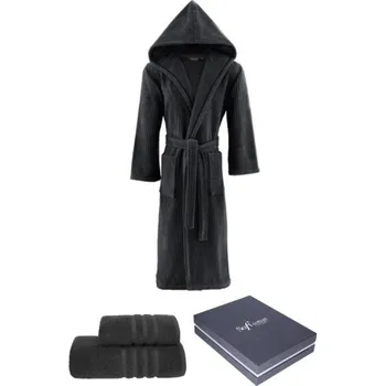 Pánský župan Soft Cotton Soft Cotton Dárkové balení županu, ručníku a osušky STRIPE Pánský župan, ručník a osuška STRIPE v dárkovém boxu Soft Cotton Dárkové balení županu, ručníku a osušky STRIPE černá -