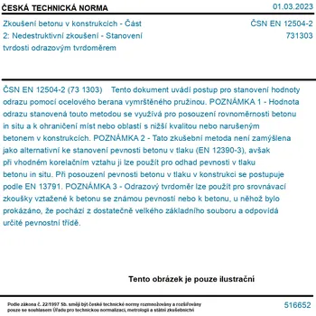ČSN EN 12504-2 - Zkoušení betonu v konstrukcích - Část 2: Nedestruktivní zkoušení - Stanovení tvrdosti odrazovým tvrdoměrem - Tisk